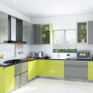 Moody Citrus L-Shaped Modular Kitchen