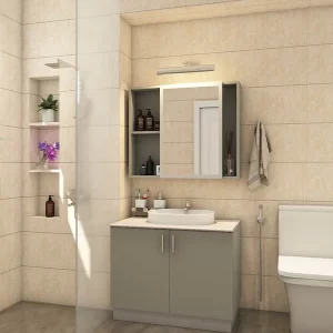 Spruce Mirrored Bathroom Cabinet with Sliding Shutters