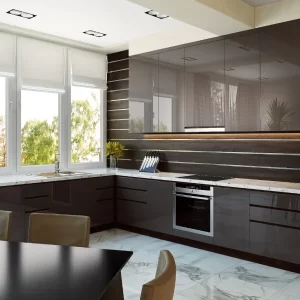 Deep Coffee L-Shaped Modular Kitchen