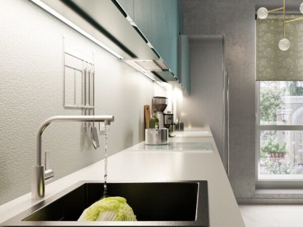 Sleek Seafoam Modern Kitchen Design - Image 3