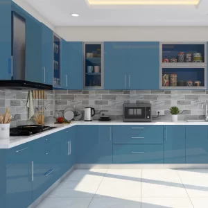 Trooper Blue L-Shaped Modular Kitchen