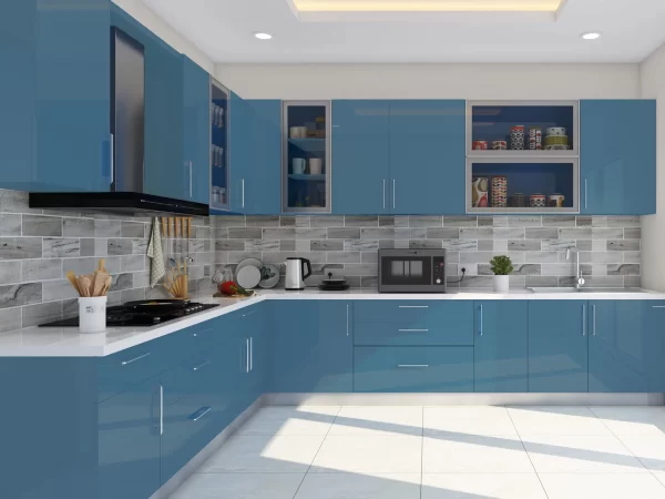 Trooper Blue L-Shaped Modular Kitchen