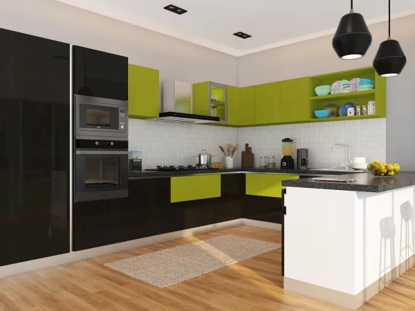 Dark Envy U-Shaped Modular Kitchen