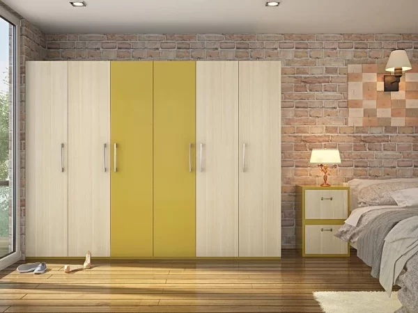 Navarre Straight Wardrobe in Sunshine Yellow and European Ash