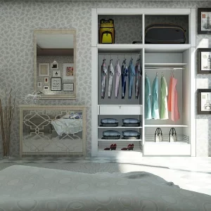 Bravis Straight Hinged Door Wardrobe in Magnolia