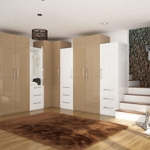 Madre L-shaped Wardrobe in Chestnut & European Ash