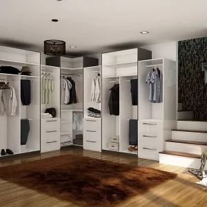 Madre L-shaped Wardrobe in Chestnut & European Ash