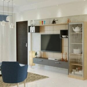 Calypso Full-Length Entertainment Unit with a Tall Storage Unit